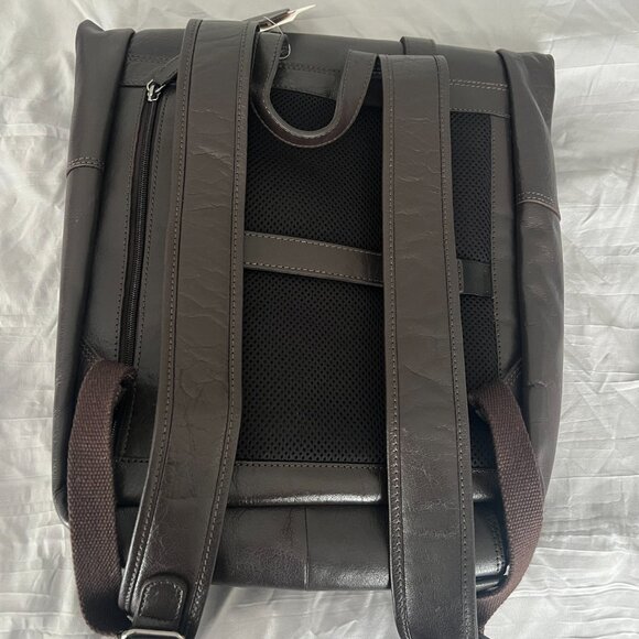 Genicci Jason Unisex Leather Roll Top Double Buckles Backpack